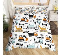 Loussiesd Kids Cartoon Excavator Bedding Set Boys Vehicles Truck Car Comforter Cover Child Cute Building Equipment Duvet Cover Toddler Funny Construction Transport Bedding & Linen Colorful King