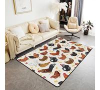 Loussiesd Kids Chicken Area Rug 100x150cm Farm Animal Living Room Rugs For Boys Girls Teens Farm Nursery Decor Decorative Carpet Set Funny Country Theme Indoor Floor Mat Bedroom Cute Accent Rug