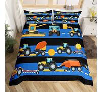 Loussiesd Kids Cute Cars Bedding Set Double Size Boys Cartoon Construction Vehicles Comforter Cover Truck Car Print Duvet Cover Child Machinery Bulldozer Crane Bedding & Linen Colorful Bedclothes