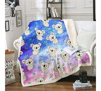 Loussiesd Kids Cute Koala Plush Blanket Cartoon Koala Fleece Throw Blanket Wild Animals Sherpa Blanket for Sofa Bed Wildlife Style Decor Bright Vibrant Colorful Fuzzy Blanket Double 60x79 Inch
