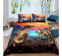 Loussiesd Kids Dinosaur Bedding Set Jungle Animals Pattern Comforter Cover for Boys Children Teens 3D Dinosaur Printed Duvet Cover Wildlife Style Bedspread Cover Room Decor Quilt Cover Double Size