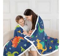 Loussiesd Kids Dinosaur Sherpa Blanket Cartoon Dinosaur Printed Fleece Throw Blanket for Child Boys Girls Cute Animal Pattern Children for Sofa Bed Couch Double 60x79 Inch