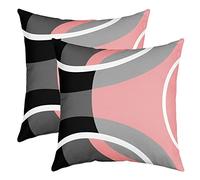 Loussiesd Kids Geometric Reversible Throw Pillow Covers Pink Grey Black Stripes Square Cushion Covers Set of 2 for Decor Geometry Pillow Covers Home Decor Women Men Modern Art 24x24 Inch