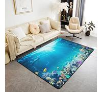 Loussiesd Kids Ocean Living Room Rugs Marine Life Sea Decor Carpet Underwater Creatures Decor Accent Rug Ocean Nature Theme Indoor Floor Mat Room Decor Area Rug 100x150cm
