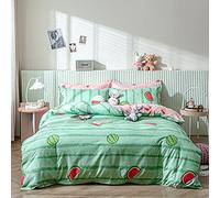Loussiesd Kids Watermelon Duvet Cover Set Single Size Cute Watermelons Summer Fruit Bedding Set For Boys Girls Bedroom Decor Reversible Ultra Soft Pink Green Stripe Comforter Cover With 1 Pillow Case