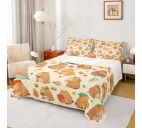 Loussiesd King Size Capybaras 4 Pieces Sheet With 16 Inch Deep Pockets Boys Girls Cutes Capybara Bedding For Kids Women Men Ultra Cute Animal Bed Sheets Set Kawaii Stuff Room Decor Microfiber