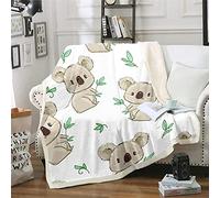 Loussiesd Koala Fleece Throw Blanket Cute Animal Pattern Plush Blanket Kawaii Koala Fuzzy Throw Blanket Caring Gift for Kids Toddler Boys Girls Single 50x60 Inch