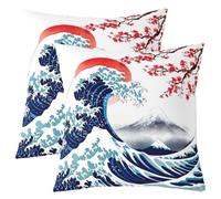 Loussiesd Landscape The Great Wave Throw Pillow Covers Set of 2 40x40cm