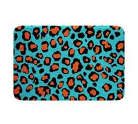 Loussiesd Leopard Bathroom Rugs Microfiber 20x32Inch Cheetah Bath Mats Non-Slip Animal Print Bathroom Accessories Safari Floor Doormats Teal Soft Door Mat