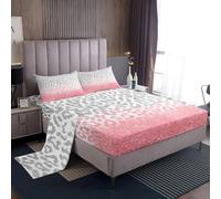 Loussiesd Leopard Bed Sheets Set King Size Cheetah Deep Pocket Fitted Sheet Pink Silver Bedding Sets Animal Print Soft Bed Set 4Pcs with 2 Pillow Cases