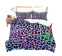 Loussiesd Leopard Bedding Set Single Colorful Leopard Duvet Cover Set Africa Cheetah Decorative for Kids Boys Girls Adults,Soft Breathable Microfiber Animal Comforter Cover with 1 Pillow Shams