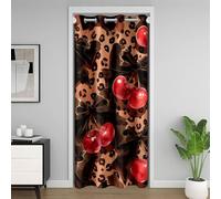 Loussiesd Leopard Bow Closet Cover 106x213cm 1 Panel Kids Coquette Bow Room Darkening Blackout Insulated Thermal Western Farm Animal Skin Door Curtain for Doorway Privacy Microfiber Safari Room Decor