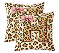 Loussiesd Leopard Bowknot Throw Pillow Covers Set of 2 50x50cm Cheetah Cushion Covers Initial Letter H Pillow Case for Couch Sofa Cushion Case Kids Boys Girls Bedroom Decor