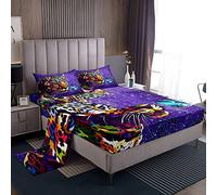 Loussiesd Leopard Butterfly Bed Sheets Safari Cheetah Purple Galaxy Bedding Set Wild Animal Bedding Sheet For Kids Adults Wildlife Bed Sheet Set Ultra Soft Single Size