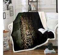 Loussiesd Leopard Fleece Blanket Cheetah Print Blanket Wild Animal Pattern for Couch Travel Sofa Microfiber Wildlife Style Room Decor Fuzzy Blanket 50"x60"