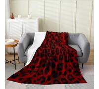 Loussiesd Leopard Print Flannel Fleece Throw Blanket Cheetah Queen 90x90Inch Safari Fleece Throw Blanket for Kids Women Men Wild Animals for Bed Couch Chair Living Room Red Black Bedroom Decor