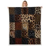 Loussiesd Leopard Print Fleece Throw Blanket Queen 90x90Inch Safari Sherpa Blanket Plush Fuzzy for Kids Boys Girls Decor Cheetah Animal Print Bed Couch Living Room Microfiber Wildlife Bedroom Decor