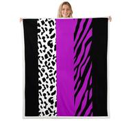 Loussiesd Leopard Print Sherpa Throw Blanket for Couch Zebra Stripes Super Soft Cozy Fleece Cheetah Zebra Fur Blanket for Winter, Plush Throw Stripes Animal Print Single 50x60Inch All Season
