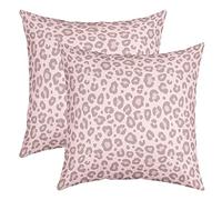Loussiesd Leopard Print Throw Pillow Covers Soft Square 16"x16" Cheetah Cushion Case Home Decor Set of 2 Safari Animal Pink Brown Pillow Cases Pillowcases for Sofa Living Room Bedroom Bed Chair