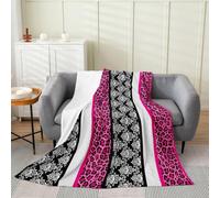 Loussiesd Leopard Print with Damask Flannel Blanket Plush Fuzzy Polka Dot Print Fleece Throw Blanket for Boys Girls Safari Animal Plush Sofa Throw Pink Black Baby 30x40Inch for Couch Living Room