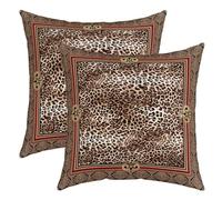 Loussiesd Leopard Reversible Throw Pillow Covers Safari Cheetah Print Pillow Covers Home Decor for Kids Boys Girls Wild Animal Fur Square Cushion Covers Set of 2 Wildlife Decor 24x24 Inch