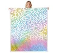 Loussiesd Leopard Sherpa Throw Blanket for Couch Cheetah Super Soft Cozy Fleece Colorful Silver Blanket for Winter, Plush Throw Animal Print Single 50x60Inch All Season