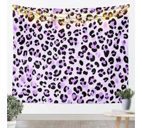 Loussiesd Leopard Tapestry Medium 51x59 Inch Cheetah Wall Hanging Blanket Animal Print Wall Art For Living Room Bedroom Decoration Safari Purple