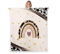 Loussiesd Leopard Throw Blanket Cow Print Soft Fleece Sherpa Cozy Fuzzy Plush Warm Cute Rainbow Fuzzy Plush Throw Safari Baby 30x40Inch for Bed Couch Living Room