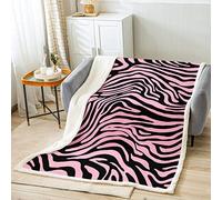 Loussiesd Leopard Throw Blanket Zebra Stripes for Kids Girls Women Safari Fur Plush Blanket Pink Black Zoo Animal Skin for Sofa Bed,Single 50x60 Inch