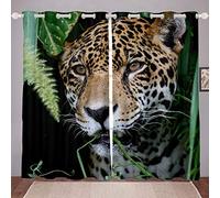 Loussiesd Leopard Window Curtains for Bedroom for Boys Teens Adults Safari Cheetah Pattern Curtain Wild Animal Theme Blackout Curtains Wildlife Style Darkening Thermal Drapes 2 Panel Set W46*L54