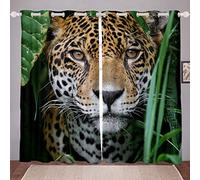 Loussiesd Leopard Window Curtains for Bedroom Living Room Cheetah Print Windows Drapes Wild Animal Theme Curtains Wildlife Pattern Room Decoration,W46*L54