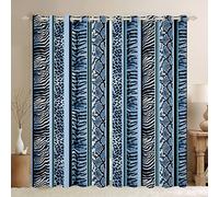 Loussiesd Leopard Window Drapes Cheetah Curtain Black Blue Leopard Zebra Tiger Snake Fur Window Curtains for Bedroom Living Room Kids Africa Wild Animal Window Treatments,W46*L54