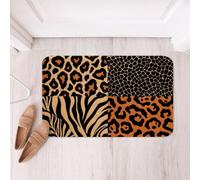 Loussiesd Leopard Zebra Print Bathroom Rugs Leopard Zebra Pattern Floor Doormats Microfiber Brown Black Bathroom Accessories Patchwork Bath Mats Non-Slip 16x24Inch Soft