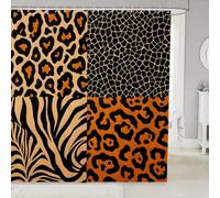 Loussiesd Leopard Zebra Print Shower Curtain 180x200cm Leopard Zebra Pattern Bathroom Curtain for Kids Women Men Brown Black Bathroom Accessories Waterproof Polyester Fabric for Stalls Bathtubs