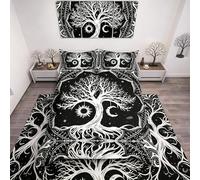 Loussiesd Life Tree Bedding Set for Girls Boys Children Sun and Moon Boho Comforter Cover Bohemian Duvet Cover Galaxy Astrology Bedspread Cover Psychedelic Hippie Single Size 2Pcs