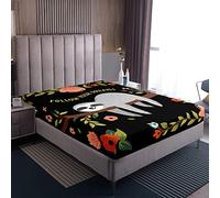 Loussiesd Luxury Sloth Fitted Sheet 100% Microfiber Breathable Cartoon Sloth Print Only Bedsheet No Pillowcases Fitted Sheets King(150x200+30cm)