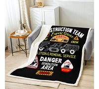 Loussiesd Machinery Truck Toddler Fleece Throw Blanket Kids Boys Cartoon Excavator Hand Drawn Sherpa Blanket Construction Site Fuzzy Blanket for Sofa Bed Cute Vehicle Cars,Single 50x60 Inch