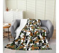 Loussiesd Mallard Deer Hunter Fleece Throw Blanket Camo Deer Hunting Flannel Blanket Plush Fuzzy Camouflage for Bed Couch Chair Living Room Green Camo Queen 90x90Inch Bedroom Decor