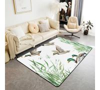 Loussiesd Mallard Duck Area Rug 150 * 200cm Spring Duck Hunting Living Room Rugs for Kids Girls Bedroom Rustic Farmhouse Cabin Decor Carpet with Non-Slip Backing Woodland Indoor Floor Mat Polyester