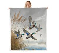 Loussiesd Mallard Duck Sherpa Throw Blanket for Couch Hunting Duck Super Soft Cozy Fleece Rustic Farmhouse Woodland Blanket for Winter, Plush Throw Country Animal Baby 30x40Inch All Season