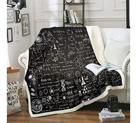Loussiesd Math Theme Sherpa Blanket Science Formula Throw Blanket for Couch Bed Sofa Pattern Numbers Fleece Blanket Black White Decor Fuzzy Blanket Single 50"x60"