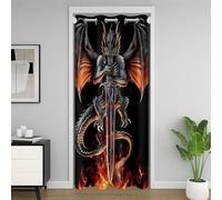 Loussiesd Medieval Dragon Door Curtain for Doorway Privacy 150x203cm Sword Fire Pattern Closet Door Cover Curtain for Bedroom Living Room Ancient Wildlife Room Divider Curtain Cover