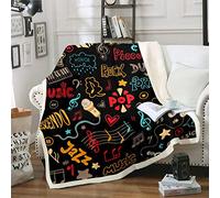 Loussiesd Melody Music Fleece Throw Blanket-Rock,Jazz&Classical Music Theme Sherpa Plush Blanket For Kids&Adults-Fuzzy For Sofa,Bed&Couch-Single 50x60 Inch