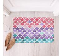 Loussiesd Mermaid Scales Microfiber Bathroom Rugs Colorful Galaxy Fish Scales Print Non Slip Bath Mat for Ocean Marine Themed Shaggy Absorbent Floor Mat Bathroom Floor Indoor Doormat 20"x32"