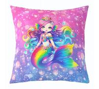 Loussiesd Mermaid Throw Pillow Covers 1 Pcs Princess Decor Cushion Case Glitter Decor Pillowcase Ocean Life Sea Animal Indoor Outdoor Super Soft 45x45cm