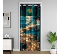 Loussiesd Moonlight Beach Door Curtain for Doorway Privacy 106x203cm Seaside Moon Closet Door Cover Curtain for Bedroom Living Room Ocean Room Divider Curtain Cover