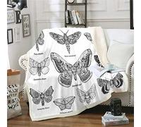 Loussiesd Moth Flying Insects Pattern Fleece Blanket for Couch Bed 3D Animal Theme Sherpa Blanket Breathable Gray Moth Pattern Fuzzy Blanket Room Decor Single 50"x60"