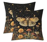 Loussiesd Moth Pillow Covers for Kids Boys Girls Teens Toddler Moon Phase Decorative Pillowcase Red Mushroom Throw Pillow Covers 40x40cm Set of 2 Botanical Plant Home Decor
