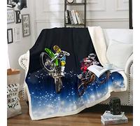 Loussiesd Motocross Rider Fleece Throw Blanket for Bed Sofa Couch Extreme Sports Theme Plush Blanket Motorcycle Competitive Games Dirt Bike Motorbike Room Decor Baby 30"x40"