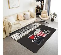 Loussiesd Movie Theater Decor Living Room Rugs for Movie Night Accent Rug Set Area Rug Popcorn Indoor Floor Mat Decor Old Fashion Home Theater Non Slip Area Runner Rug 100 * 150cm